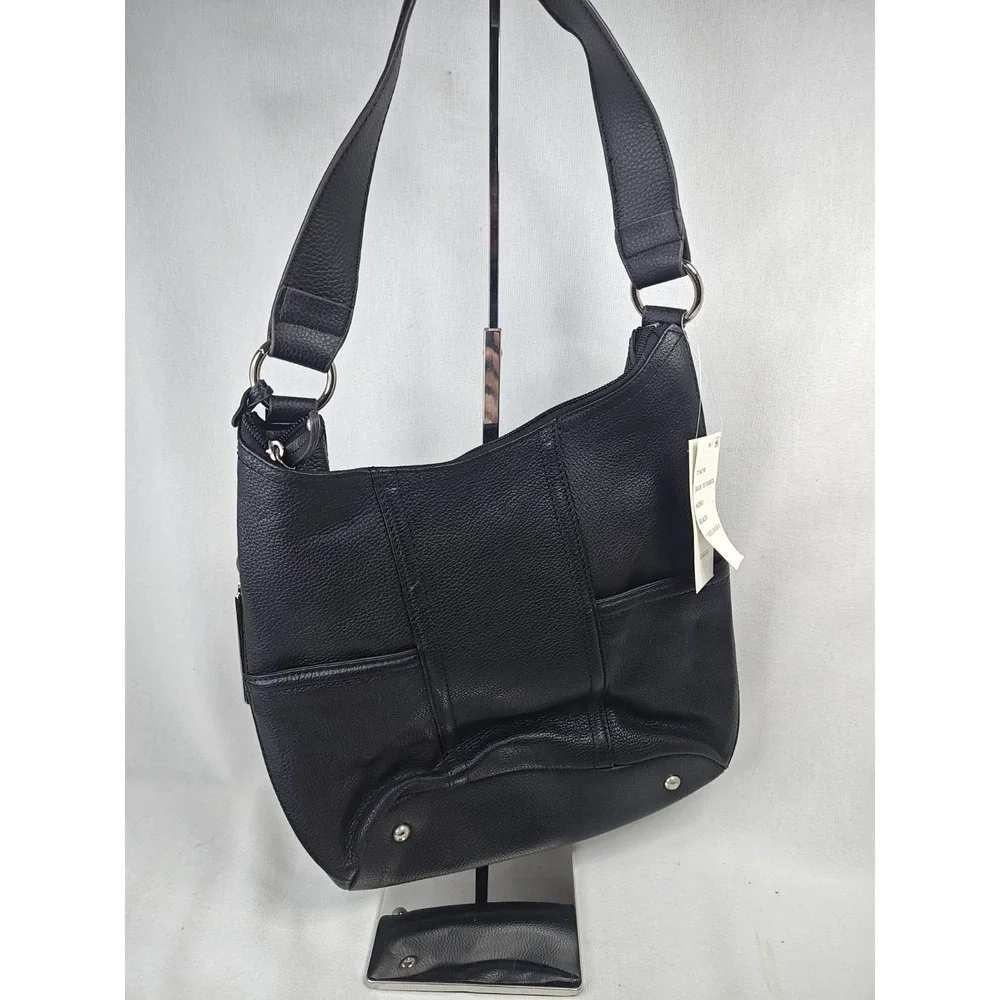 Tignanello Back to Basics Hobo Black Pebble Leather Shoulder Bag NWT T74710